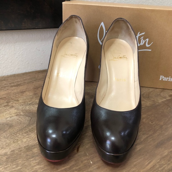 Christian Louboutin Bruges 100 Dark Brown Leather Platform Pumps Sz 40.5 /US 10 - Picture 3 of 12